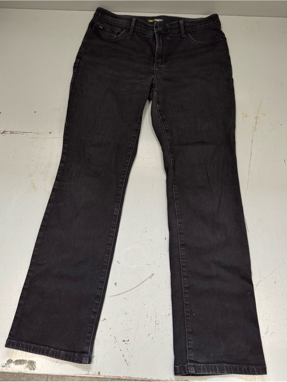 Lee Women’s Reg fit straight leg black flare denim jeans size 14 med